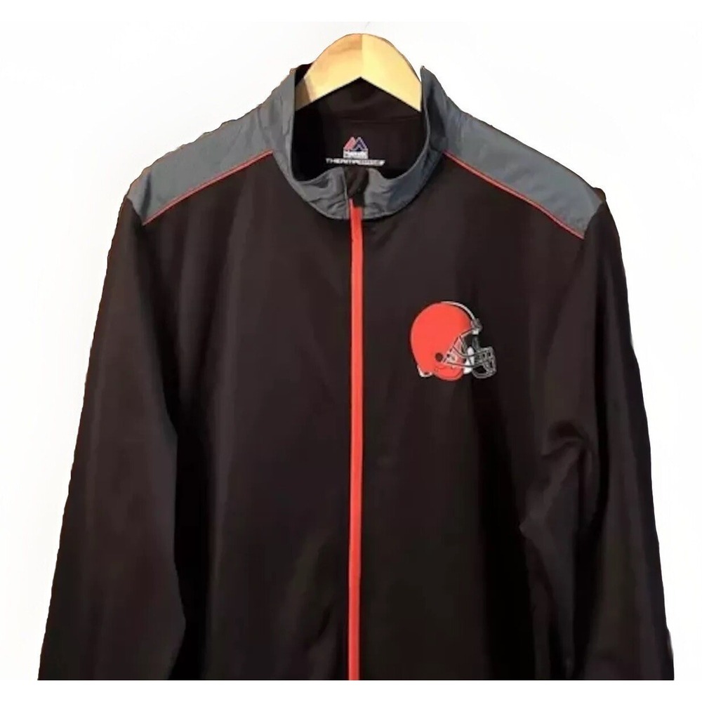 Mens Majestic Cleveland Browns Full Zip Thermabase Jacket NFL‎ Apparel Sz Large